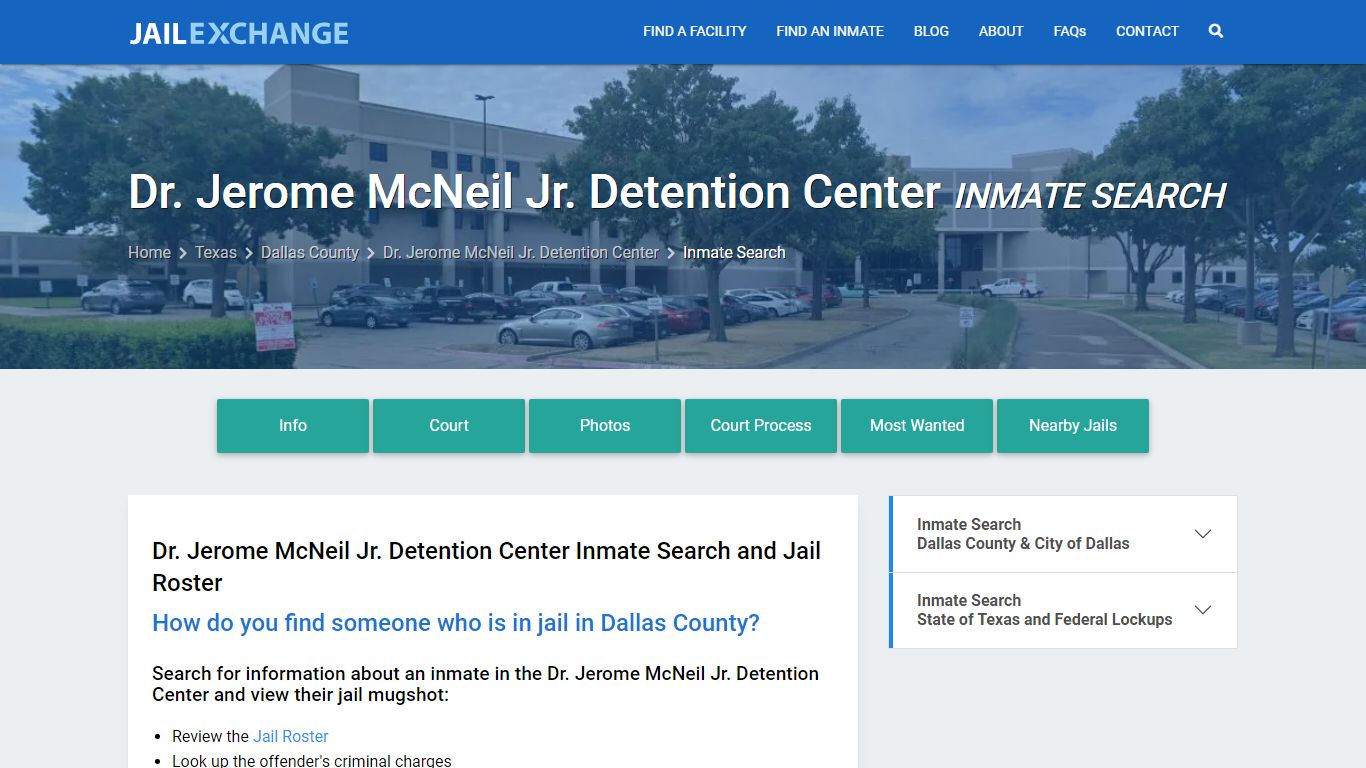 Dr. Jerome McNeil Jr. Detention Center Inmate Search - Jail Exchange